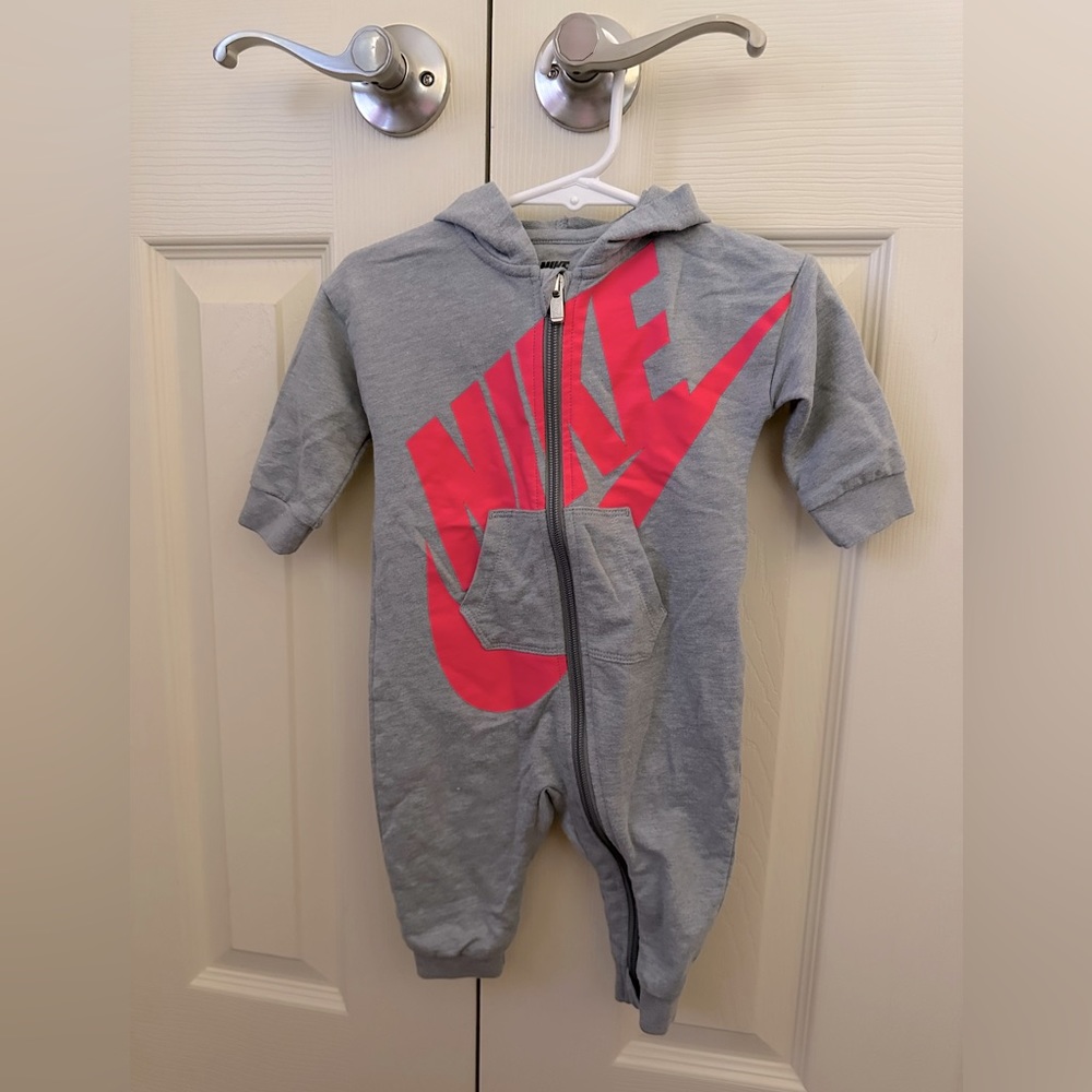 Nike Grey and Hot Pink Jumpsuit